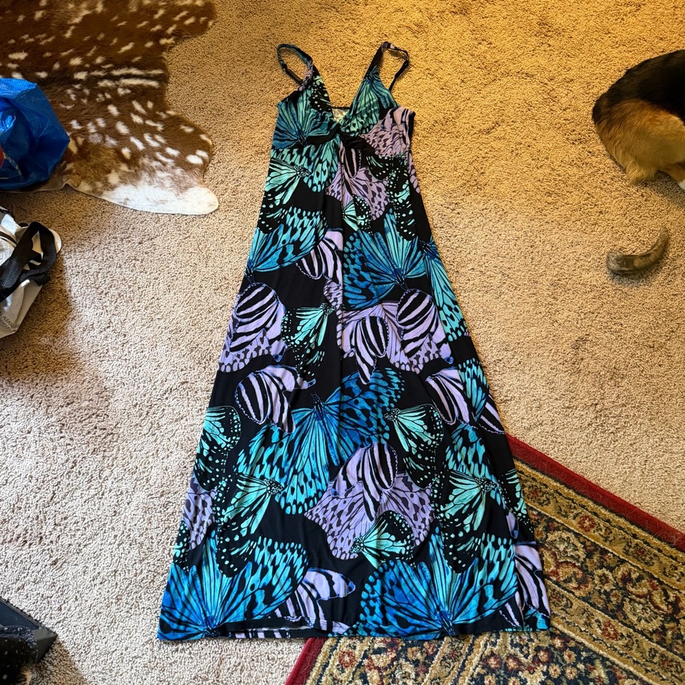 Butterfly print maxi dress